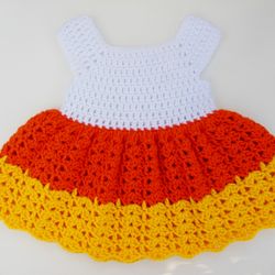 CROCHET PATTERN - Baby Dress | Candy Corn Photo Prop Gift | Crochet Halloween Dress | Sizes Newborn-12 Months