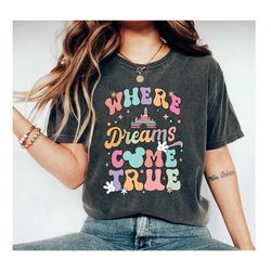 disney where dreams come true shirt, colorful vacay shirt, disney aesthetic shirt, disneyworld shirt, disney family shir