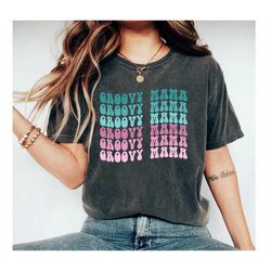 groovy mama shirt for mothers day gift from daughter, cute mom shirt for mom, retro groovy mama for mom gift for mama, m