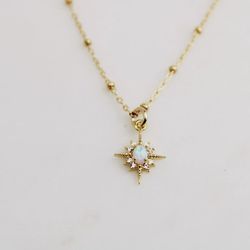 Opal Star Necklace, Dainty Opal Minimalist Necklace