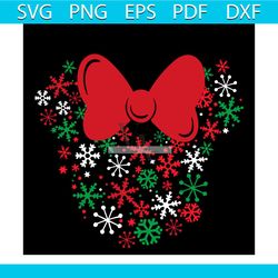 disney minnie mouse icon holiday snowflakes mouse svg, christmas svg, snowflake svg, red ribbon svg