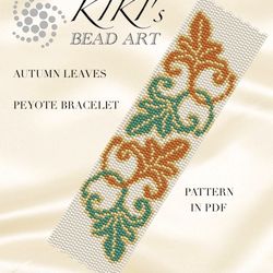 peyote beading pattern bracelet pattern autumn leaves peyote pattern design 2 drop peyote in pdf instant download diy