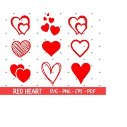 red heart svg, simple heart svg, valentine's day svg, read hearts bundle, love svg, heart svg instant download