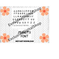 peanuts font alphabet, cut file - digital download svg png design for cricut or silhouette cut file instant vector