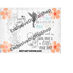 tinkerbell quotes bundle svg,  cut file - digital download svg png design for cricut or silhouette cut file instant vect