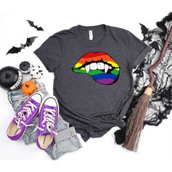 vampire colorful lips shirt, vampire lips halloween shirt, pride shirt, scary face shirt, scary killer halloween shirt,