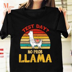 test day no prob llama teacher exam testing vintage t-shirt, test day shirt, no prob llama shirt, testing shirt, back to
