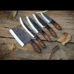 custom hand made high carbon steel with powder coating chef set