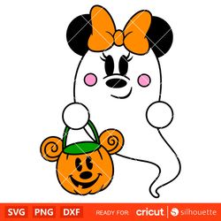 Ghost Minnie Mouse Svg, Trick or Treat Svg, Halloween Svg, Disney Svg, Cricut, Silhouette Vector Cut File