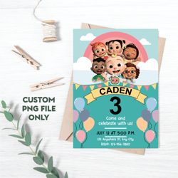 personalized file cocomelon invitation | cocomelon birthday invitation | cocomelon birthday party | instant d | png file