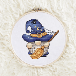 Gnome with a broom Cross stitch