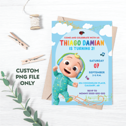 Personalized File Custom Baby Birthday Invitation, Printable Birthday Party Invitation, Birthday Thank You | PNG File