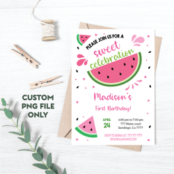 personalized file watermelon invitation png, watermelon invites png, instant download watermelon birthday | png file