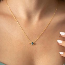 Evil Eye Silver Necklace, Birthday Gift, Wedding Gift, Women Jewelry