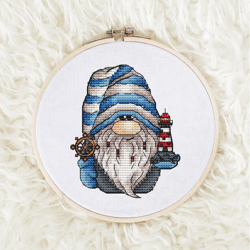 Gnome with a lighthouse Cross stitch
