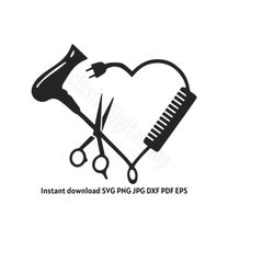 hair dresser svg, hair dresser heart svg, hair stylist heart svg, png, jpg, dxf, pdf, eps digital download