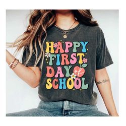 retro teacher shirts, back to school teacher shirt, happy first day of school shirt for teachers gift