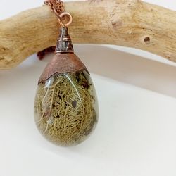 Forest necklace with lichen Witch jewelry Lichens in resin necklace