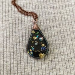 Space necklace Starry night resin necklace