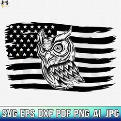 owl with flag svg, owl svg, owl flower svg, owl head svg, owl clipart, owl cricut, owl cut file, owl shirt, owl face svg