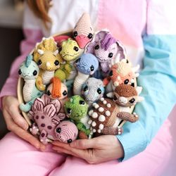 12 in 1 Crochet pattern dinosaurs bundle amigurumi toy, jurassic park crochet collection, diy cute dino nursery decor