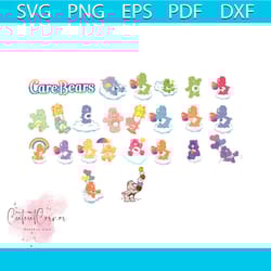 care bears bundle svg, trending svg, 80's cartoon svg, elena kucharik svg, multicolored bears