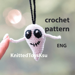 halloween ghost crochet pattern car decor, amigurumi ghost Boo keychain pattern gift ideas, crochet car charm Halloween