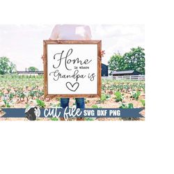 home is where grandpa is svg, grandfather svg, grandparents, grandkids cut file, grandpa quote, farmhouse sign svg, cric
