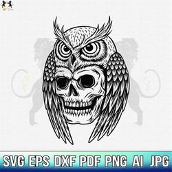 owl with skull svg, owl svg, owl flower svg, owl head svg, owl clipart, owl cricut, owl cut file, owl shirt, owl face sv