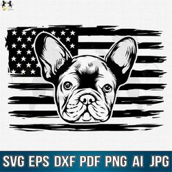 French Bulldog With Flag Svg, Frenchie Svg, French Bulldog Clipart, Bulldog Svg, French Bulldog Cricut,frenchie Vector,f