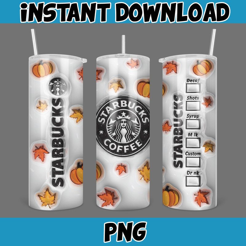 3D Inflated Halloween Season Sublimation Tumbler Design Download PNG, 20 Oz Digital Tumbler Wrap PNG (1).jpg