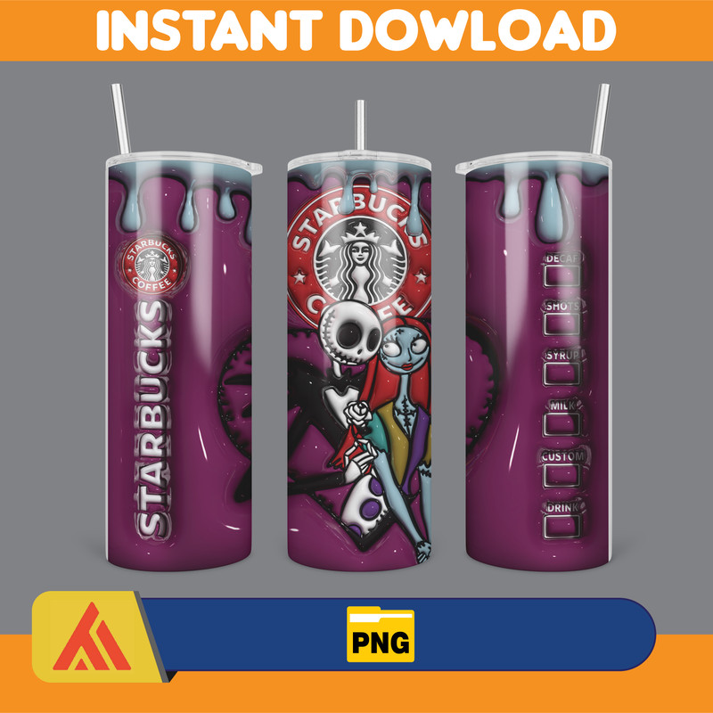 3D Inflated Halloween Season Sublimation Tumbler Design Download PNG, 20 Oz Digital Tumbler Wrap PNG (10).jpg