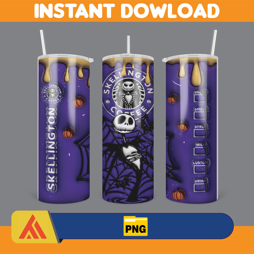 3D Inflated Halloween Season Sublimation Tumbler Design Download PNG, 20 Oz Digital Tumbler Wrap PNG (12).jpg