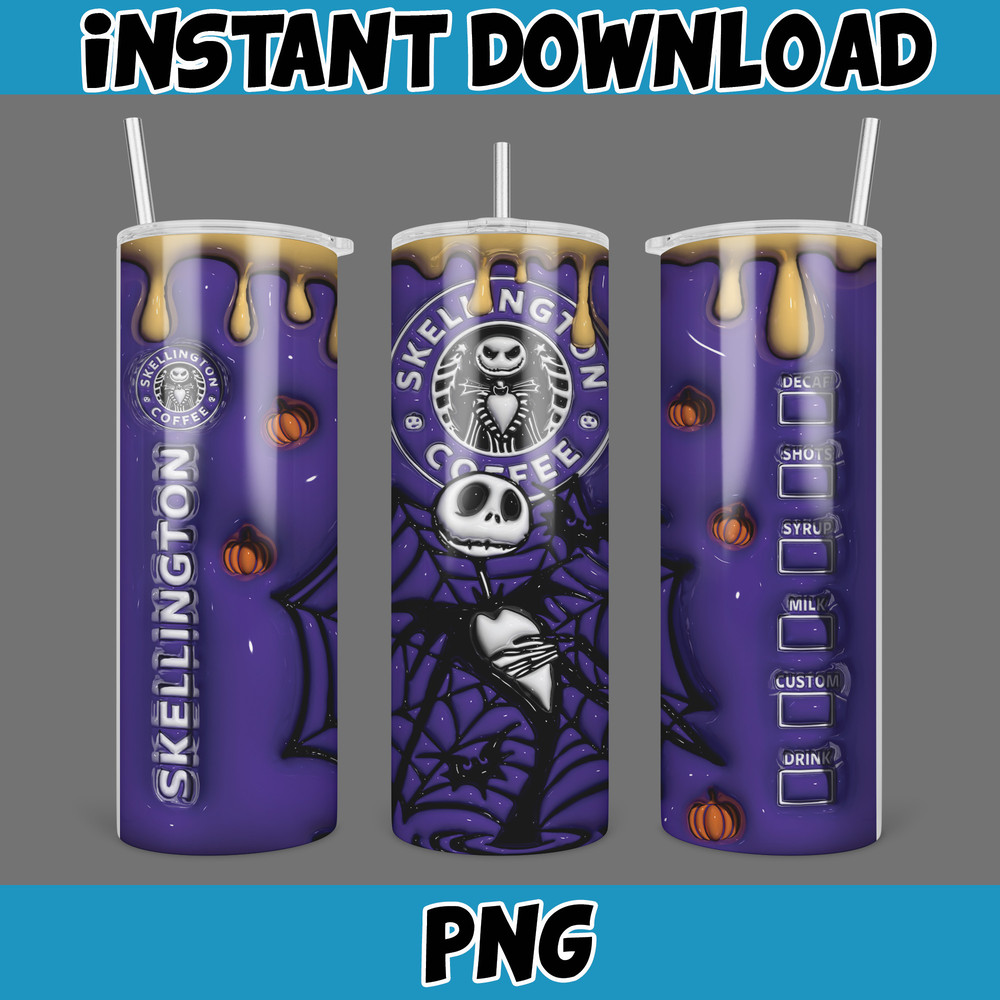 3D Inflated Halloween Season Sublimation Tumbler Design Download PNG, 20 Oz Digital Tumbler Wrap PNG (12).jpg