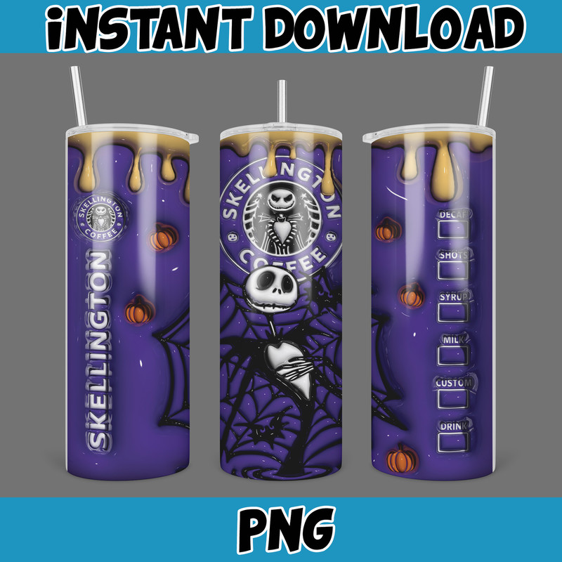 3D Inflated Halloween Season Sublimation Tumbler Design Download PNG, 20 Oz Digital Tumbler Wrap PNG (12).jpg
