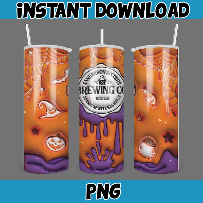 3D Inflated Halloween Season Sublimation Tumbler Design Download PNG, 20 Oz Digital Tumbler Wrap PNG (129).jpg