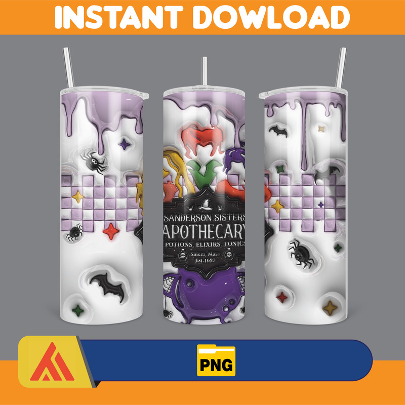 3D Inflated Halloween Season Sublimation Tumbler Design Download PNG, 20 Oz Digital Tumbler Wrap PNG (131).jpg