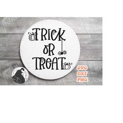 trick or treat svg, halloween welcome, round sign svg, spiders, pumpkins, jack-o-lanterns, fall decor, cricut files, sil