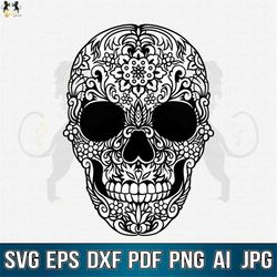 sugar skull svg, skull svg, mexican skull svg, day of the dead svg, sugar skull clipart, sugar skull cricut, sugar skull