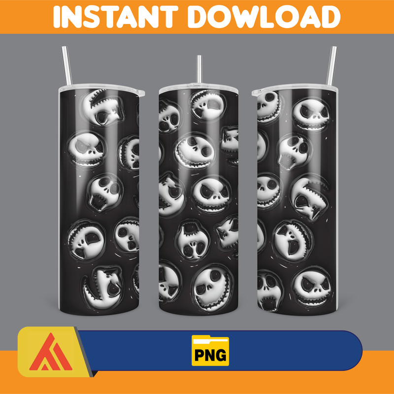 3D Inflated Halloween Season Sublimation Tumbler Design Download PNG, 20 Oz Digital Tumbler Wrap PNG (15).jpg
