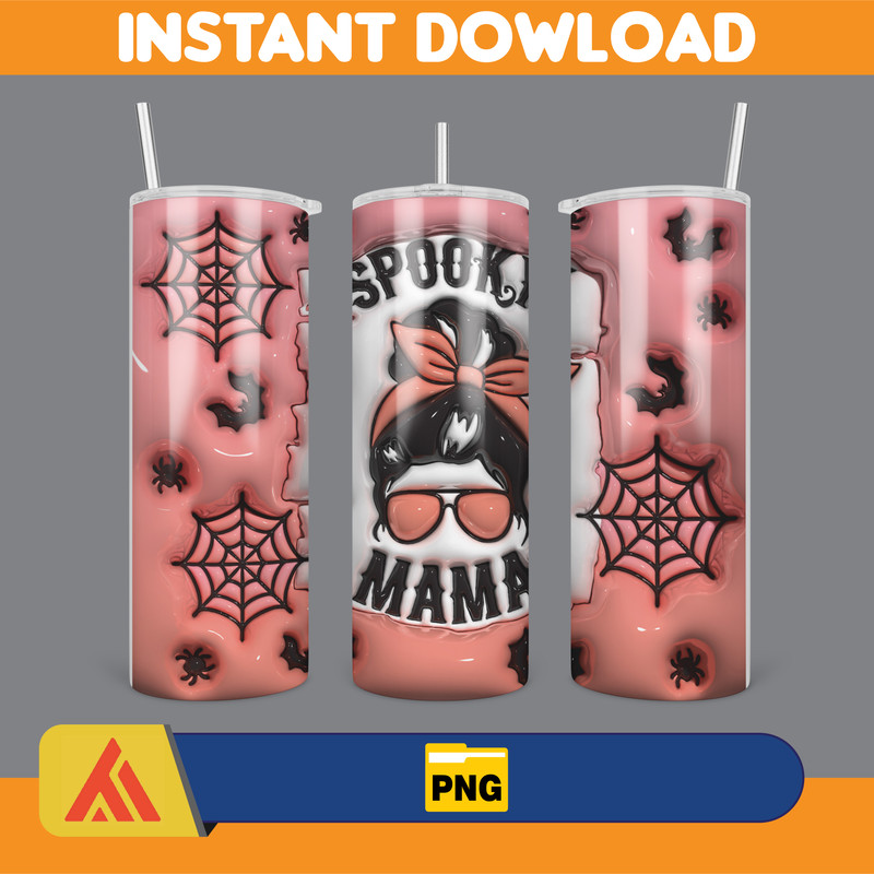 3D Inflated Halloween Season Sublimation Tumbler Design Download PNG, 20 Oz Digital Tumbler Wrap PNG (16).jpg