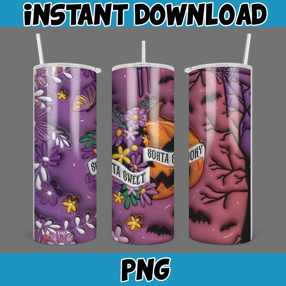 3D Inflated Halloween Season Sublimation Tumbler Design Download PNG, 20 Oz Digital Tumbler Wrap PNG (21).jpg