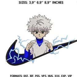 nike killua swoosh embroidery design file/ hunter x hunter anime embroidery machine pes dst. nike killua zoldyck