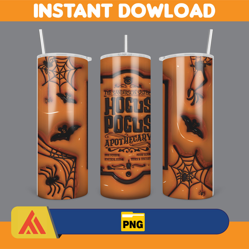 3D Inflated Halloween Season Sublimation Tumbler Design Download PNG, 20 Oz Digital Tumbler Wrap PNG (49).jpg