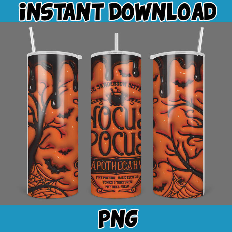 3D Inflated Halloween Season Sublimation Tumbler Design Download PNG, 20 Oz Digital Tumbler Wrap PNG (50).jpg