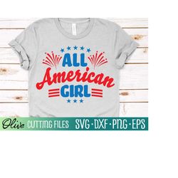 all american girl svg, fourth of july girl svg, patriotic girl, 4th of july, independence day svg, cameo cricut, cut fi