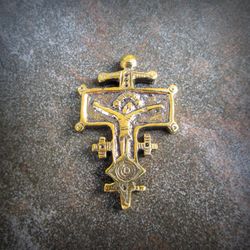 Christianity brass cross necklace pendant,christianity orthodox cross necklace,handmade ukrainian cross jewelry,ukraine