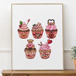 Valentine's cupcakes Cross stitch