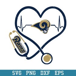 Los Angeles Rams Stethoscope Heart Svg, Los Angeles Rams Svg, NFL Svg, Png Dxf Eps Digital File