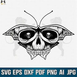 skull butterfly svg, skull svg, skull butterfly clipart, gothic svg, skeleton svg, skull cricut, skull shirt, skull vect